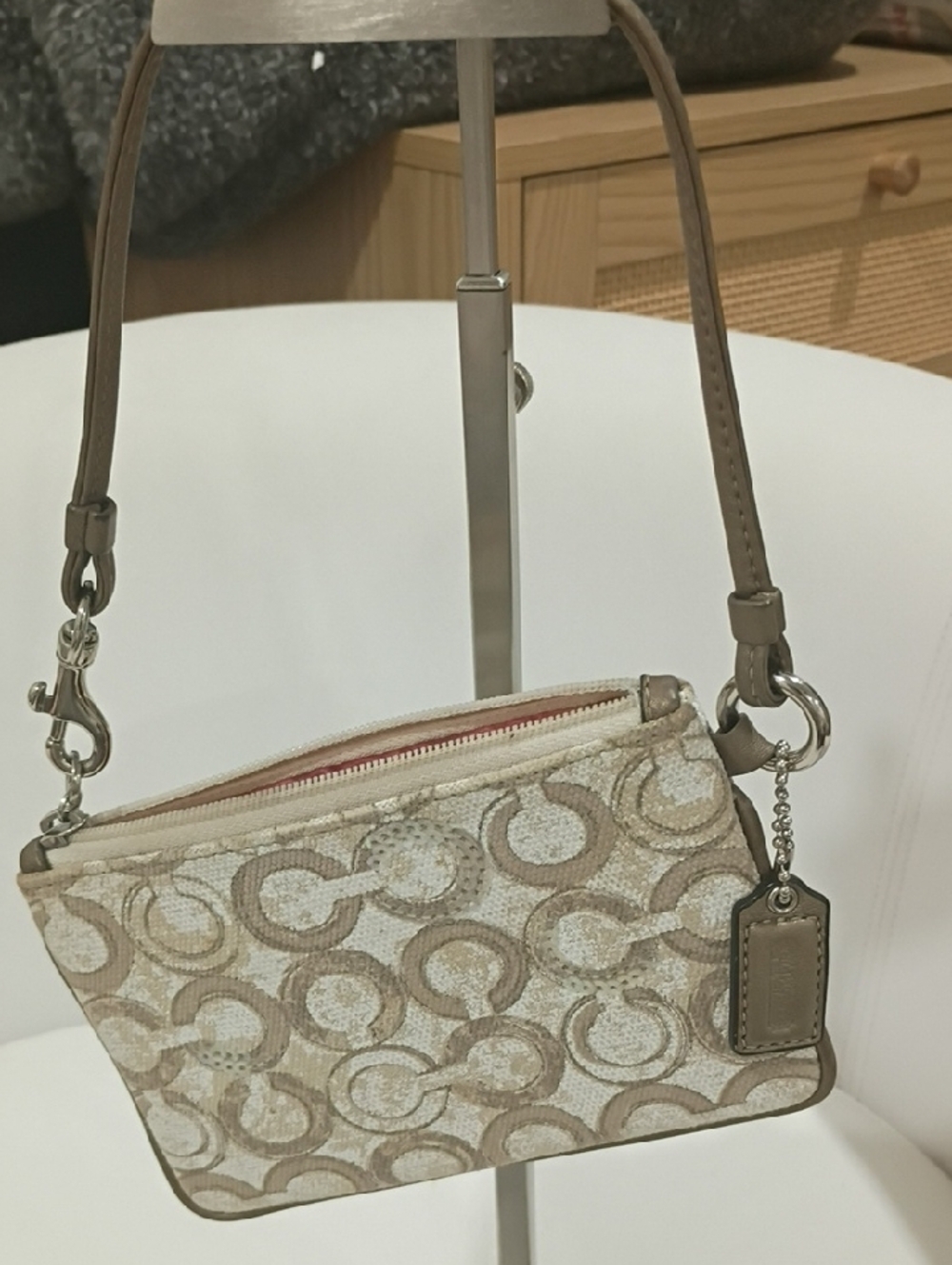 Coach OP Art Beige and Cream Signature Canvas Wristlet - Picture 3 of 5